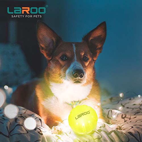 LaRoo Bola de Perro Brillante LED, Bola del Juguete del Perro de Silicio con USB Recargable Impermeable Dientes Limpios Pelota de Entrenamiento para Perros Pequeños, Medianos y Grande (Amarillo)