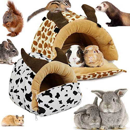 LeerKing Cama Hamaca de Hurón Casa Hamster Durmiendo Hábitat de Animales Pequeños para Conejos Cobayas Rata Chinchilla, Vaca L