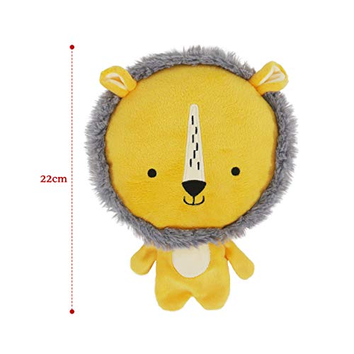 Leo Lion, Juguete Interactivo de Peluche para Perro con chirriador Gigante y Cuerpo Arrugado, Color Amarillo