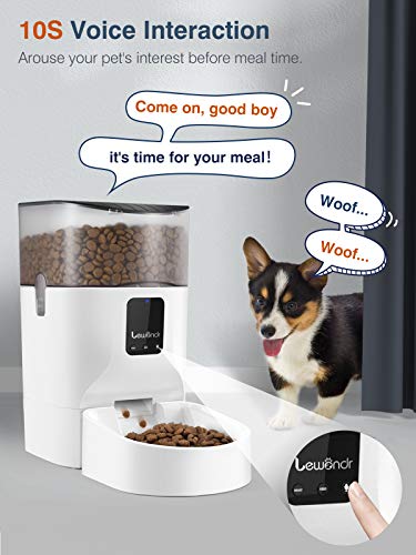 Lewondr 7L Comederos Automáticos para Mascotas, 2.4G WiFi Dispensador de Comida para Gatos Perros con Control Remoto de App Grabación de Voz y Temporizador Programable hasta 10 Comidas al Día, Blanco
