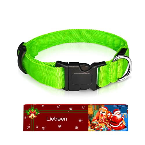 Liebsen Collar Luminoso Perro De Mascota, Collar Recargable 3 Modos y Collares LED Ajustable Para Perros Diferentes Luminoso en La Noche-M(Verde)