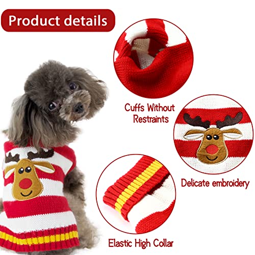 Lifegogo Jersey de Navidad para perros medianos y grandes, ropa de punto a rayas rojas y blancas, abrigo de invierno cálido para perro, suéter para perro, ropa - L