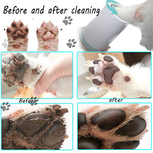 Limpia Patas Perro Portátil, Limpiador de Huellas de Perro, Taza de Limpieza para Mascotas, Limpiador de Patas para Perro Gato con Toalla