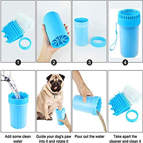 Limpiador de Patas de Perro,Taza de Limpieza para Mascotas,Taza de pie para Mascotas cepillo de limpieza portátil para limpieza de mascotas para limpiar las garras sucias del perro--azul