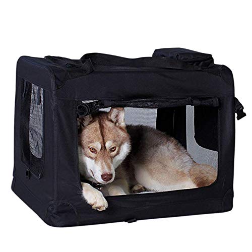 lionto Bolsa de Transporte para perros gatos box caja plegable (XL) 82x58x58 cm Negro