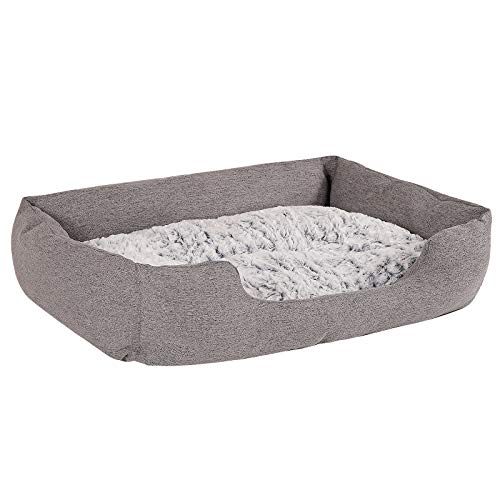 lionto Cama para perros con cojín reversible tela mezcla cómodo sofá (L) 110x80 cm Gris
