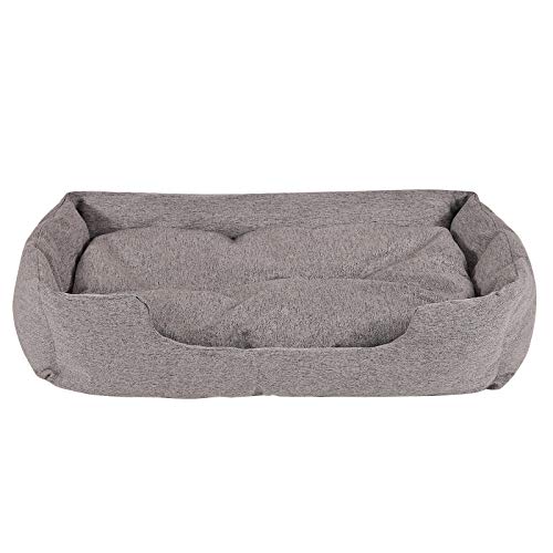 lionto Cama para perros con cojín reversible tela mezcla cómodo sofá (L) 110x80 cm Gris