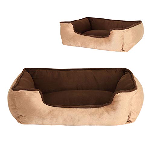 lionto Cama perros 2 en 1 cojín perros sofá perros tamaño (M) 80x60 cm marrón/beige