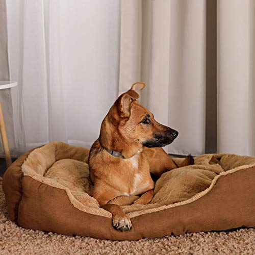 lionto Cama perros cojín perros cesta perros con cojín tamaño (XL) 90x70 cm beige/marrón