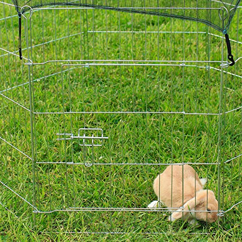 lionto Parque jaula para mascotas pequeñas recinto plegable con puerta 8 elementos (L) 59x78 cm