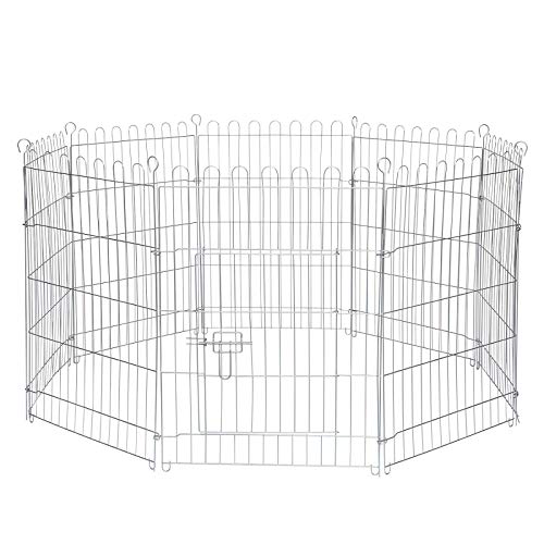 lionto Parque jaula para mascotas pequeñas recinto plegable con puerta 8 elementos (L) 59x78 cm