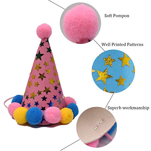Liwein Sombrero de Cumpleaños Perros, Pañuelo de Cumpleaños Sombrero de Fiesta Mascotas Bufanda de Pañuelo Triangular del Feliz Cumpleaños para Perro Fiesta Decoración de Cumpleaños(Azul Rosa)