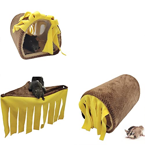 LIZHOUMIL Borla de franela para mascotas escondite túnel nido con almohadillas extraíbles de doble cara pequeño animal pasaje hábitat para hámster conejillo de indias refugio