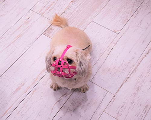 L&J Pets Uk Bozal de perro para Shih Tzu, Pug y otros hocicos cortos de cara plana (M2, negro) (M1, rosa)