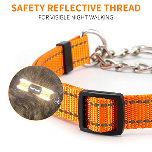 Louvra Collar de Perro Arnés de Perro Durable SBR Acolchado del Material Nailon, 3M Reflecante, Tamaño L, Color Naranja