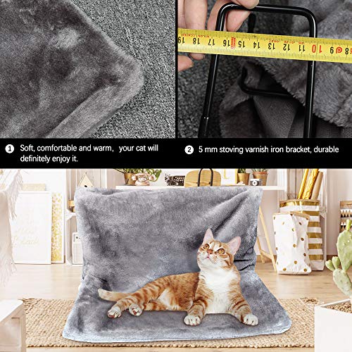 LQKYWNA Cat Cradle Hammock, Colgante para Mascotas, Cama De Radiador Suave Y Esponjosa con Una Cómoda Funda De Felpa Y Un Fuerte Marco De Metal Plegable