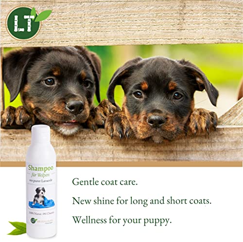LT-Naturprodukte Champú para cachorros | Bio | Cuidado suave para cachorros de perro sin productos químicos ni jabón | contra picor | Hipoalergénico | con lavandera blanca original | 250 ml
