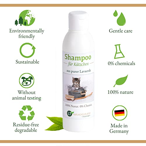 LT-Naturprodukte Champú para gatitos | Bio | Cuidado suave para pequeños gatitos sin productos químicos ni jabón | contra picor | Hipoalergénico | con lavaerda blanca original | 250 ml