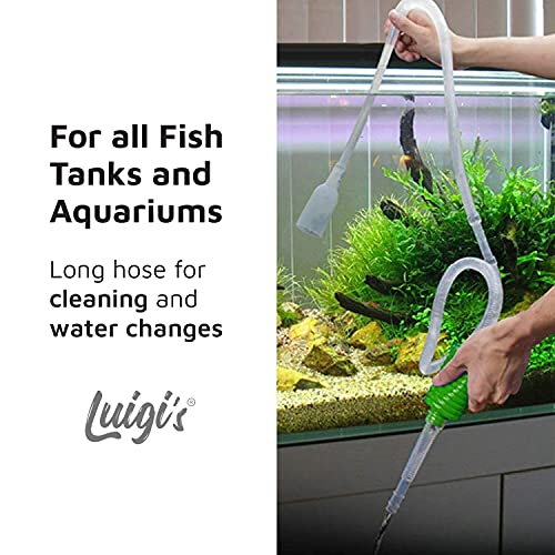 Luigi's Sifon Acuario limpiafondos. Bomba de Agua Manual sifonador de acuarios y peceras. Cómoda Pera de succión para Cambiar el Agua en Minutos