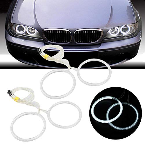 Luz de coche, 4 uds., Faros delanteros de ojos de ángel blancos para coche, anillos de halo LED de 106 mm / 4,2 pulgadas, ajuste de montaje para E46