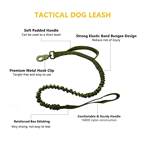 Magriaid Juego de collar y collar para perro de nailon grueso, con correa de control y hebilla de metal resistente, adecuado para el adiestramiento de perros(verde: 18-22 pulgadas)