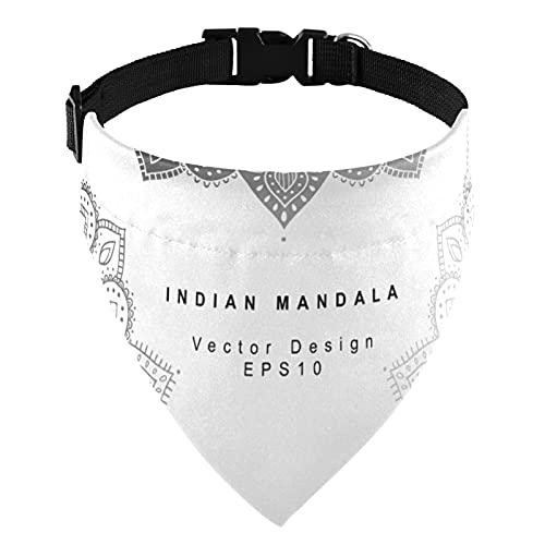 Mandala étnica tribal vintage adorno floral indio negro en cuello de martingala ajustable, baberos de saliva para mascotas collares regulares para gatos, bufandas con hebilla, pañuelo triangular
