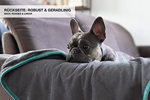 Manta para perros / manta reversible FLUFFINO® - parte superior mullida, suave y gruesa (150x100 cm, 40 ° C lavable, gris) manta / manta cálida para perros grandes y pequeños - manta de sofá