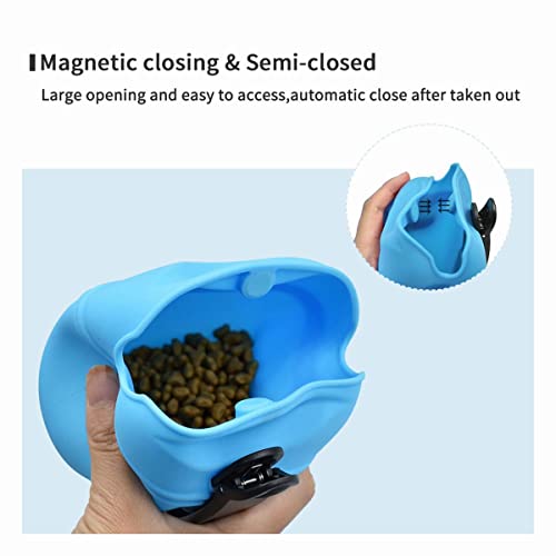 Marca Amazon - Bolsa de silicona para perros Umi con clip - Contenedor de comida portátil para perros para entrenamiento - Cierre magnético - Silicona de grado alimenticio - azul cielo