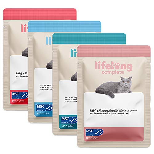 Marca Amazon - Lifelong Alimento completo para gatos adultos - Collección Mar (72x 85gr)