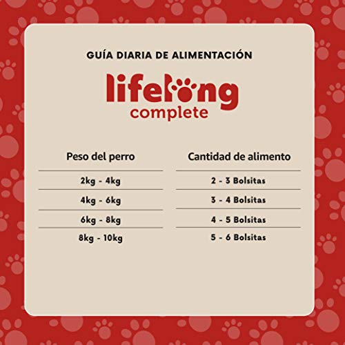 Marca Amazon - Lifelong Alimento completo para perros adultos - Selección de carne en salsa, 4,8 kg (48 bolsitas x 100g)