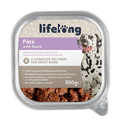 Marca Amazon - Lifelong Dog Food - Paté con carne de caza, Paquete de 10 x 300g