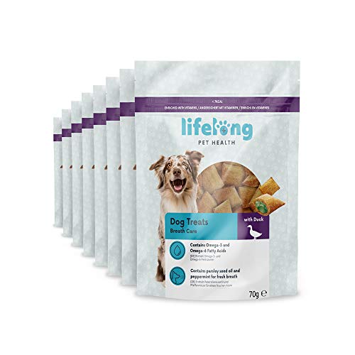 Marca Amazon - Lifelong Premios para el cuidado del aliento de su perro, 8 x 70g