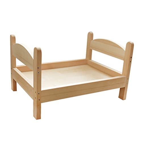 Marco de cama para perros de madera elevada: bordes lisos y estables para cama pequeña y mediana para perros de madera para gatos.
