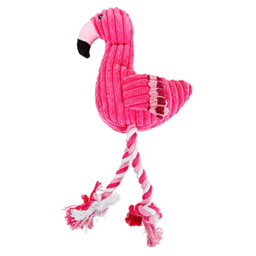 Masticar Mascota Peluche Flamingo Forma Cachorro Cuerda Tejido Perro Squeaky Juguete Felpa Vocal Juguete Flamenco