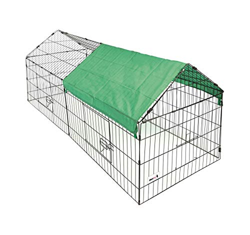 MaxxPet - Recinto Exterior para Conejos, cobayas y Otros Animales pequeños - Recinto Exterior Protegido del Sol Ideal para Conejos o Cachorros Acero Inoxidable - Tamaño (180x75x75 cm)