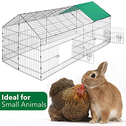 MaxxPet - Recinto Exterior para Conejos, cobayas y Otros Animales pequeños - Recinto Exterior Protegido del Sol Ideal para Conejos o Cachorros Acero Inoxidable - Tamaño (180x75x75 cm)