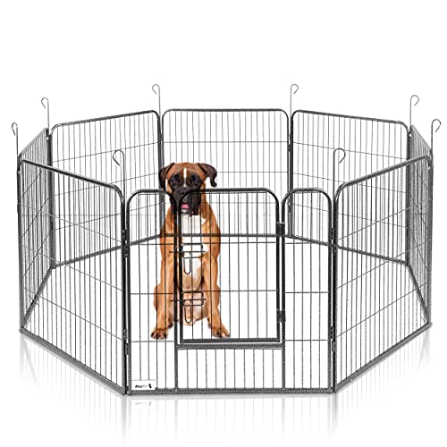 MaxxPet Valla para Perros de Acero – Valla para Perros con 8 Paneles de Perrera. 80 x 80 cm – 210 cm.