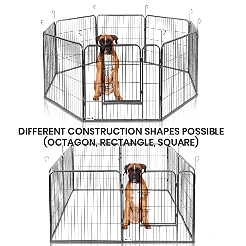 MaxxPet Valla para Perros de Acero – Valla para Perros con 8 Paneles de Perrera. 80 x 80 cm – 210 cm.
