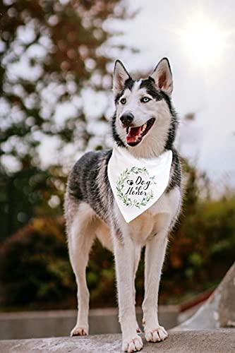 MaySunset Perro de honor patrón de corona blanca de algodón para mascotas, bufanda, bandanas, baberos, regalo de boda, anuncio de boda, accesorios para mascotas, amantes de los perros