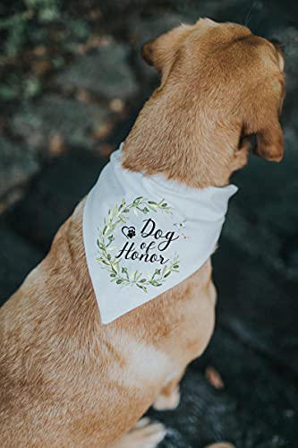 MaySunset Perro de honor patrón de corona blanca de algodón para mascotas, bufanda, bandanas, baberos, regalo de boda, anuncio de boda, accesorios para mascotas, amantes de los perros