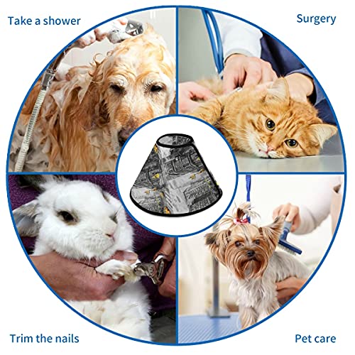 MCHIVER City Street - Collar de recuperación de perro para gato suave, ajustable, cono de gato para curación de heridas de protección después de la cirugía para cono de mascotas