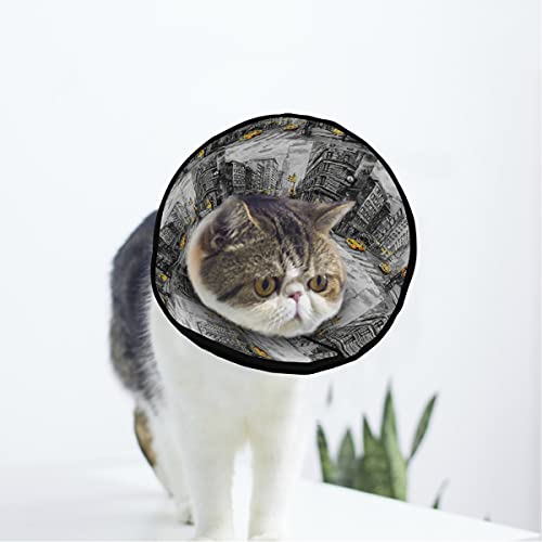 MCHIVER City Street - Collar de recuperación de perro para gato suave, ajustable, cono de gato para curación de heridas de protección después de la cirugía para cono de mascotas