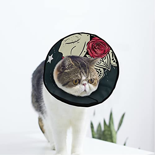 MCHIVER Moon Mandala Dreamcatcher Plumas Estrellas Rosas Soft Cat Dog Recuperación Collar ajustable Cat Cone Wound Healing Protector después de la cirugía para gatitos y perros pequeños