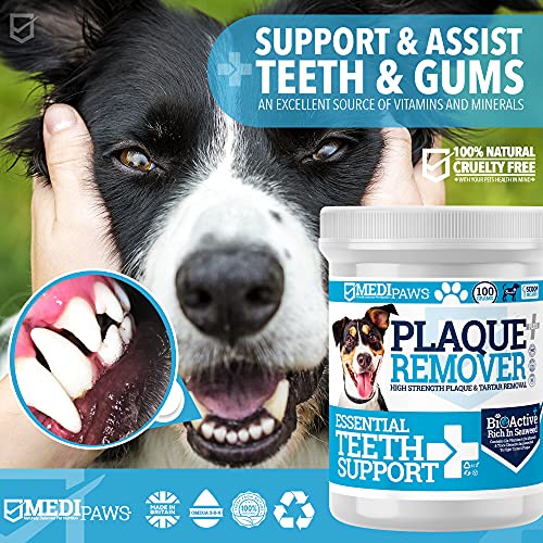 MediPaws® removedor de placa para perros de 100 g para dientes de perro y mal aliento, no necesita cepillo de dientes para perros o pasta de dientes para perros, gatos y mascotas