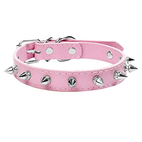 Mein HERZ 2 Pcs Collar de Perro con púas, Elegante Collar de Perro Punk Collar de Perro Tachuelas Collar de Perro para Perros, Tamaño Ajustable, para Perros pequeños y medianos, Rosa + Negro