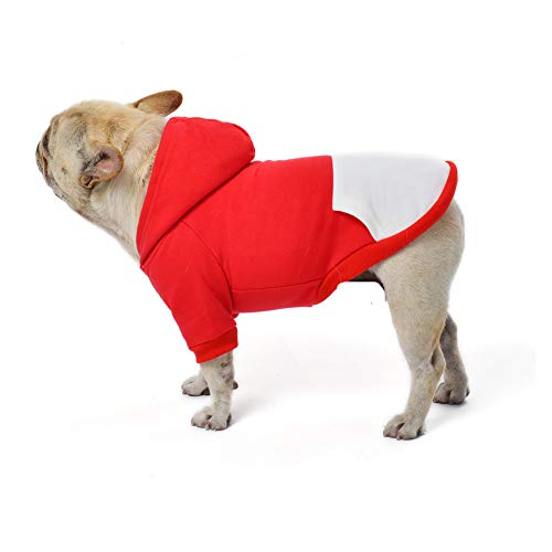 Meioro Sudaderas con Capucha de Perro Ropa Abrigada para Perros Ropa Deportiva para Mascotas de algodón Puro más Terciopelo Dog Hoodie (L, Rojo)