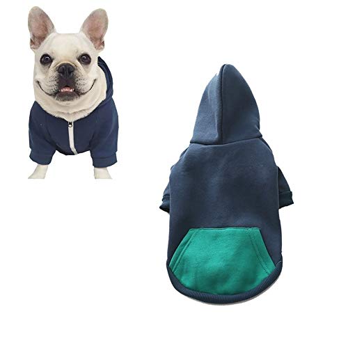 Meioro Sudaderas con Capucha de Perro Ropa Abrigada para Perros Ropa Deportiva para Mascotas de algodón Puro más Terciopelo Dog Hoodie (XL, Azul)