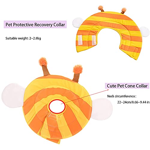 mellystore Conos de Recuperación para Mascotas Collarines para Curar Heridas Collar de Recuperación Cono de Cuello Collar Cónico Anti-mordida Cono de Recuperación para Gatos Perro Abeja Amarilla 24cm