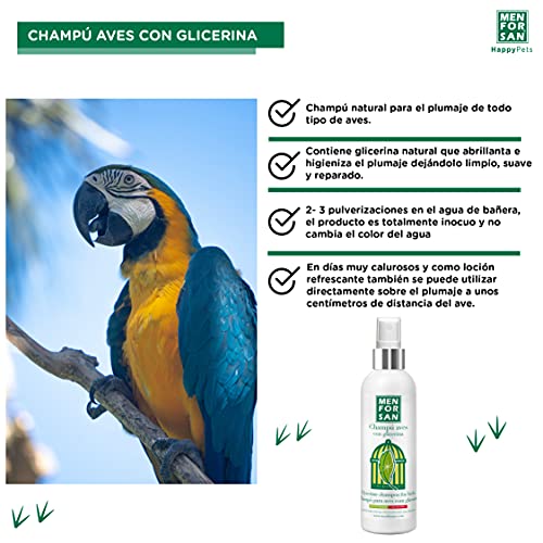 MENFORSAN Champú Aves Abrillantador de Plumas con glicerina - 125 ml