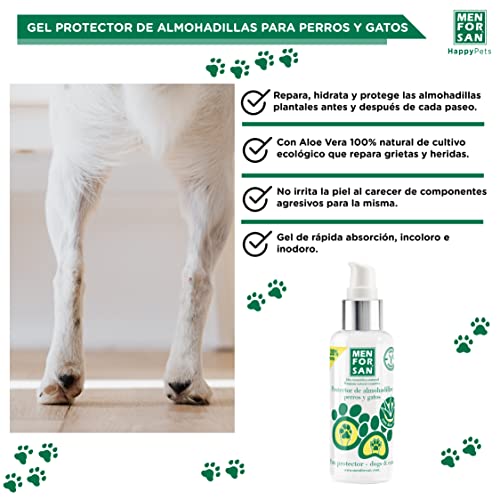 MENFORSAN Gel Protector de Almohadillas para Perros y Gatos 60ml, con Aloe Vera 100% Natural de Cultivo ecológico, Hidrata, Calma y repara